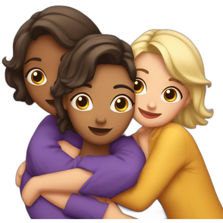 trois amies qui font un calin emoji