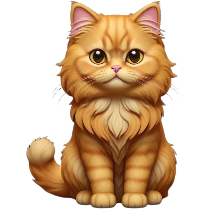 cinematic-[ginger persian cat]-realistic-full-body-sitting-emoji,-tail-curled-playfully-around-its-paws,-head-tilted-dramatically,-fluffy-[ginger]-fur,-simplified-yet-realistic-focused-features,-highly-detailed,-glowing-with-an-almost-sarcastic-glow emoji