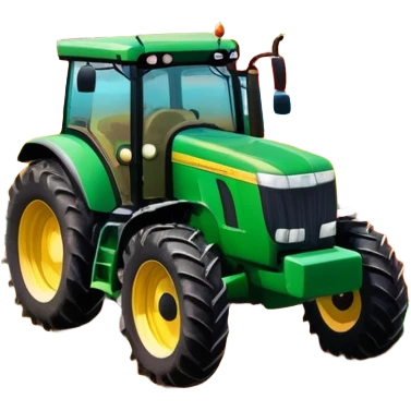 An icon showing close-up tractor in a colorful rural landscape, inspired by Farming Simulator 22. The design features vibrant fields, barns, and crops under a bright sky, with tractors working the land. The peaceful and immersive farming environment is highlighted with a transparent background emoji