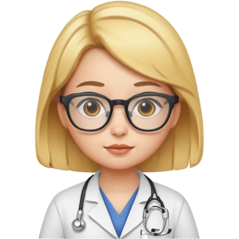 chick animal with glasses, wearing doctor uniform emoji