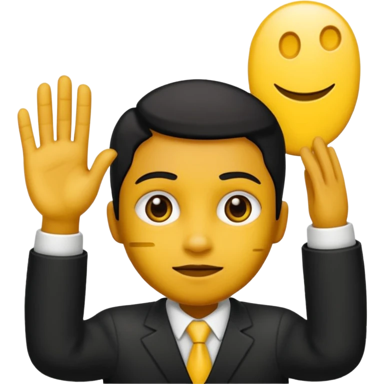 Emojic desatasco mesías en amarillo y negro mano arriba emoji