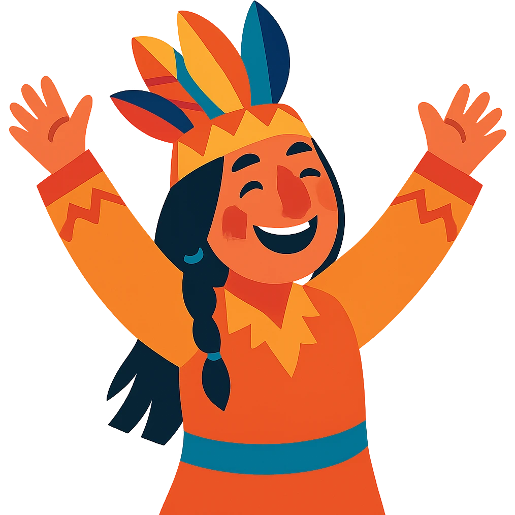 happy Huron, joyful, colorful illustration emoji
