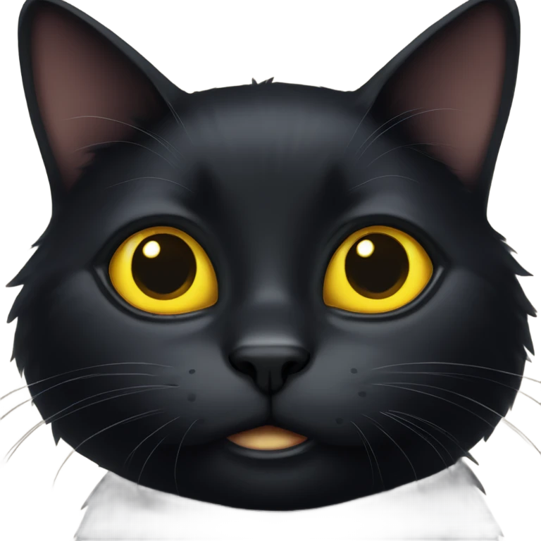 Cute black cat with big yellow eyes and big pupils emoji