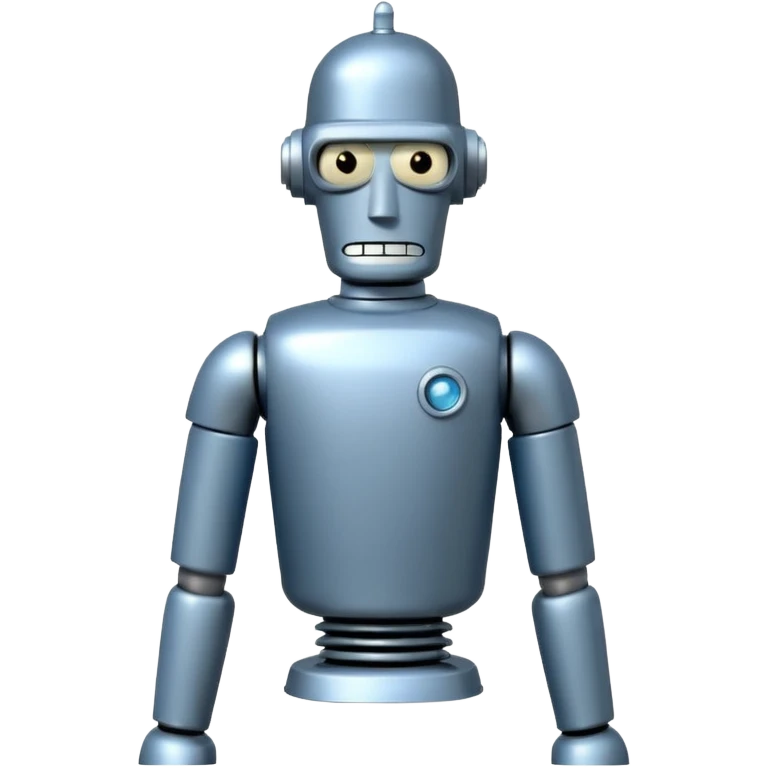 Bender from Futurama looking at the camera from back, wearing a t-shirt emoji
