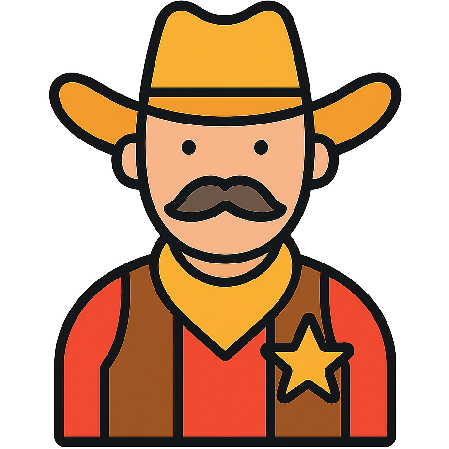 Wild West cowboy, simple and clear, cowboy silhouette emoji