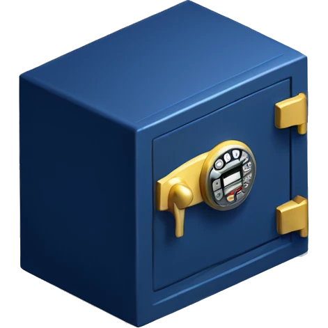 3d  isometric small safe in dark blue emoji