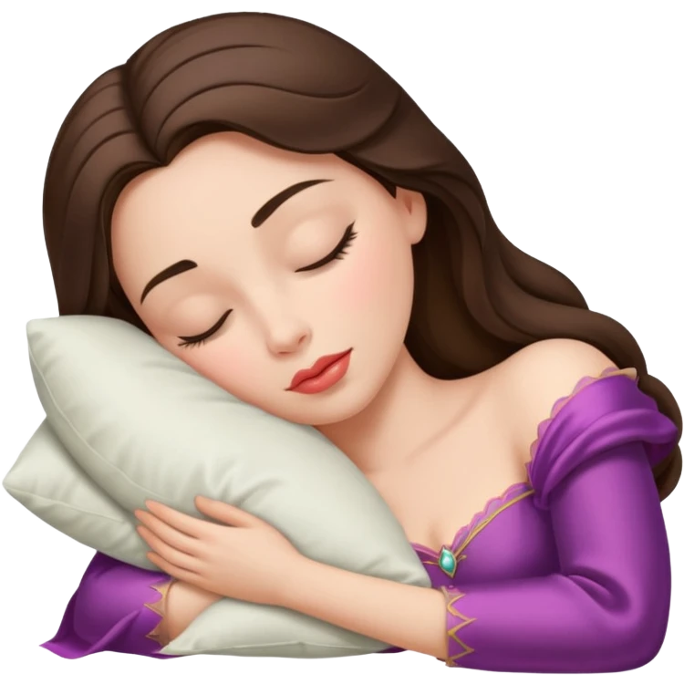 sleeping beauty brunette white girl with a silk pillow emoji
