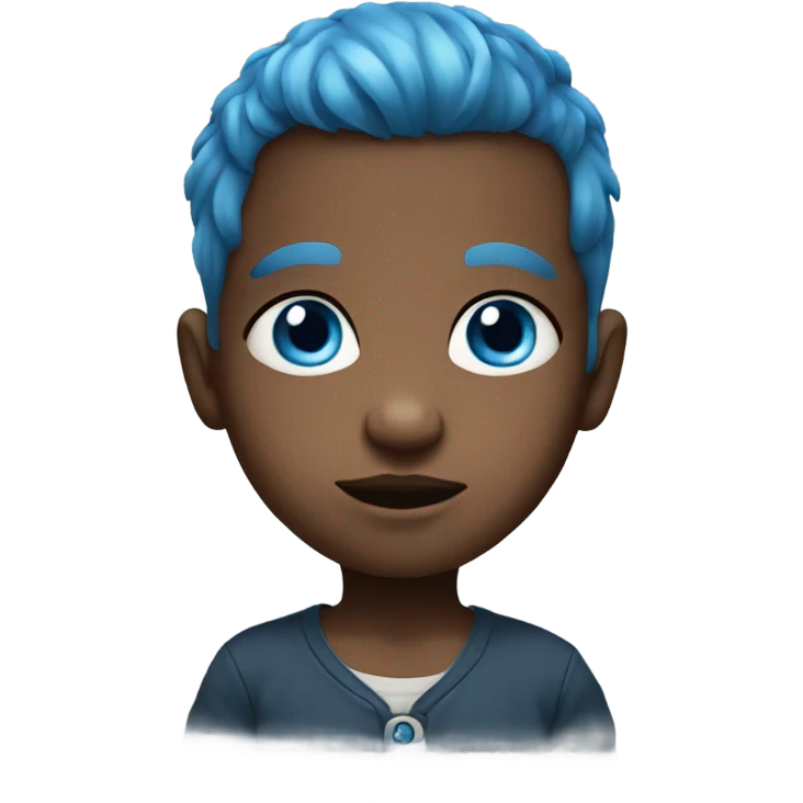 Baby boy with blue eyes and blue hair emoji