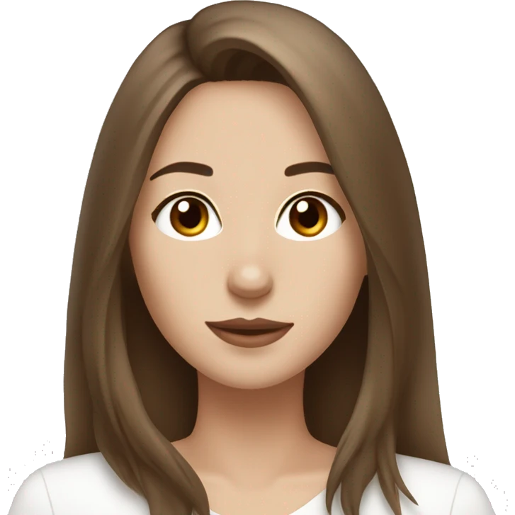 beautiful woman, straight long medium brown hair, brown eyes With white Maltese dog emoji