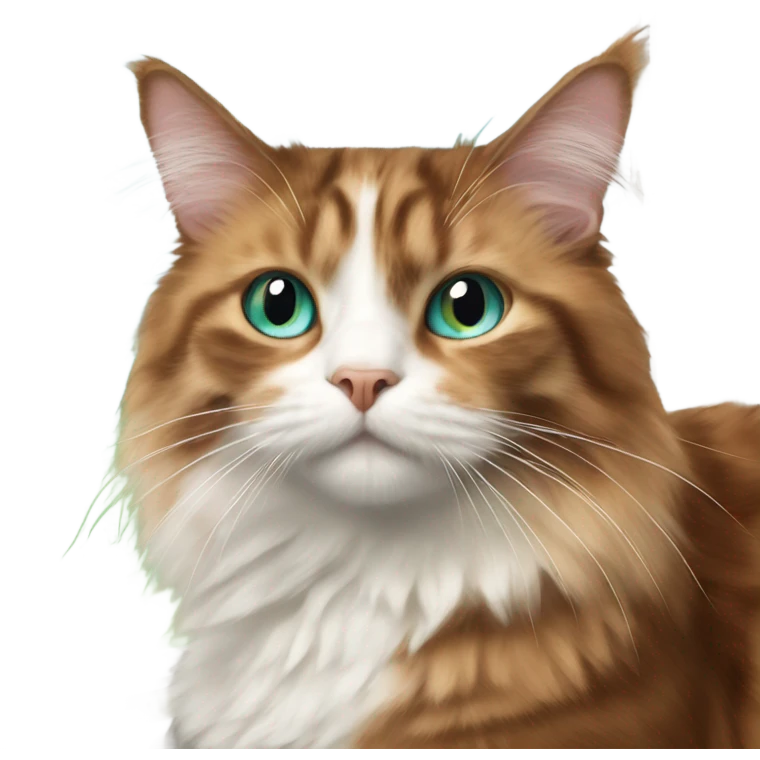 realistic fluffy calico brown cat with blue green eyed cat by window emoji