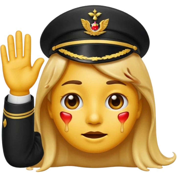 emoji of a face both saluting and melting, with clear elements from saluting face and melting face, apple emoji style emoji