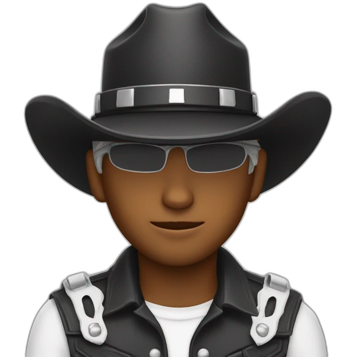 Gato branco chapeu preto de cowboy emoji