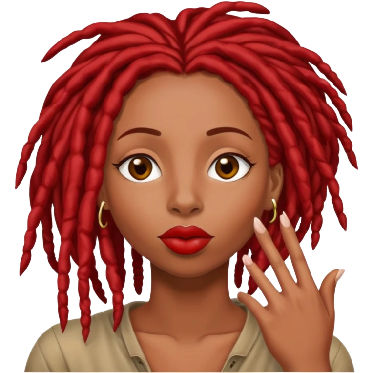 Afrolatina with red dread locs sending a kiss emoji