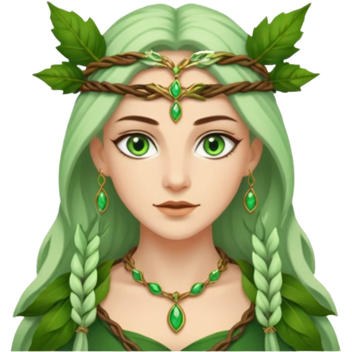 Leaf-necklace druid queen emoji
