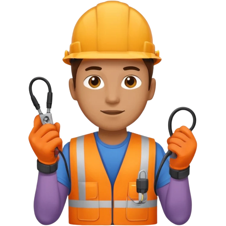 Electrician + cable coil + orange vest, Repair Crew. emoji
