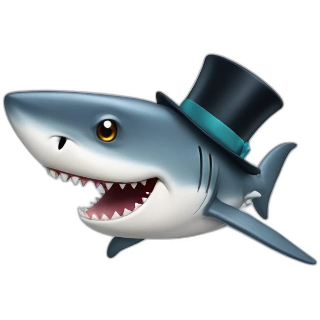 Shark with a top hat emoji