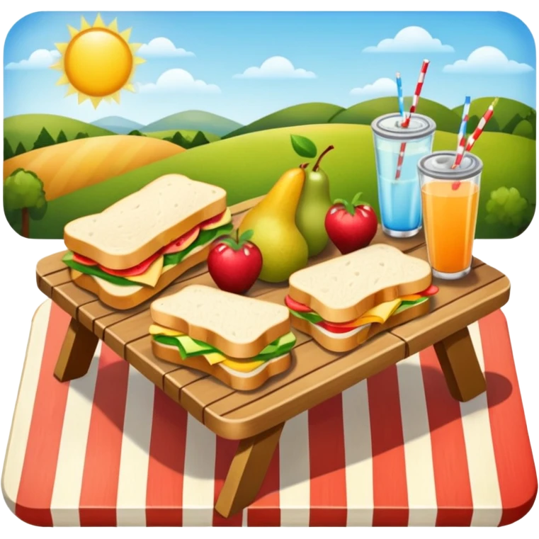 picnic table with food items on it emoji