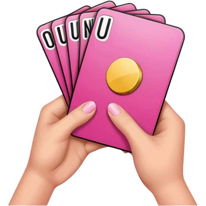 Hand holding out Pink uno reverse card  emoji