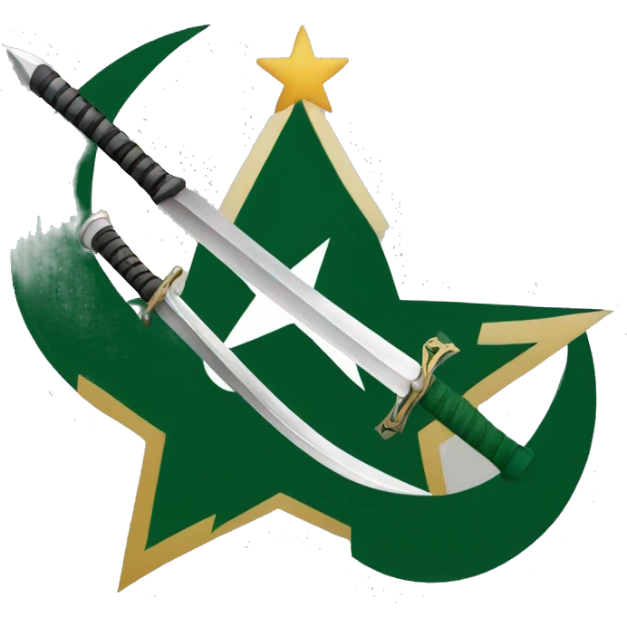 pakistan army logo. swords+moon+star emoji