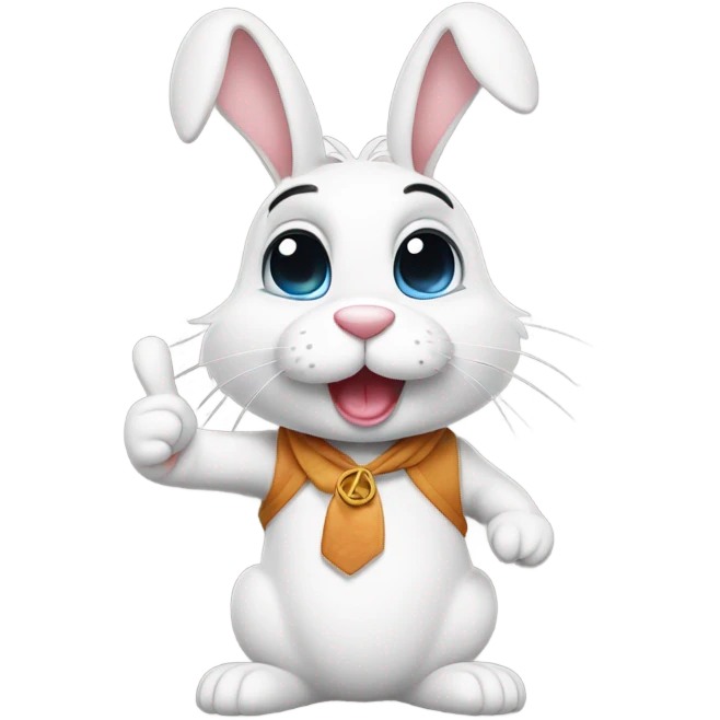 Cute bunny sticking out tongue and hold peace sign emoji