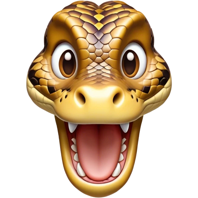 Cinematic Comical Python Portrait Emoji, Head tilted dramatically with an exaggeratedly shocked expression, featuring a robust, patterned body with wide, comically expressive eyes full of humorous disbelief, Simplified yet hilariously expressive features, highly detailed, glowing with a slightly sassy glow, high shine, dramatic yet playful, stylized with an air of quirky reptilian attitude, soft glowing outline, capturing the essence of a meme-worthy python that looks ready to side-eye its way into viral fame! emoji