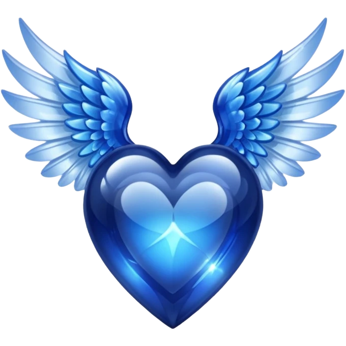 Dark blue crystal heart with wings emoji
