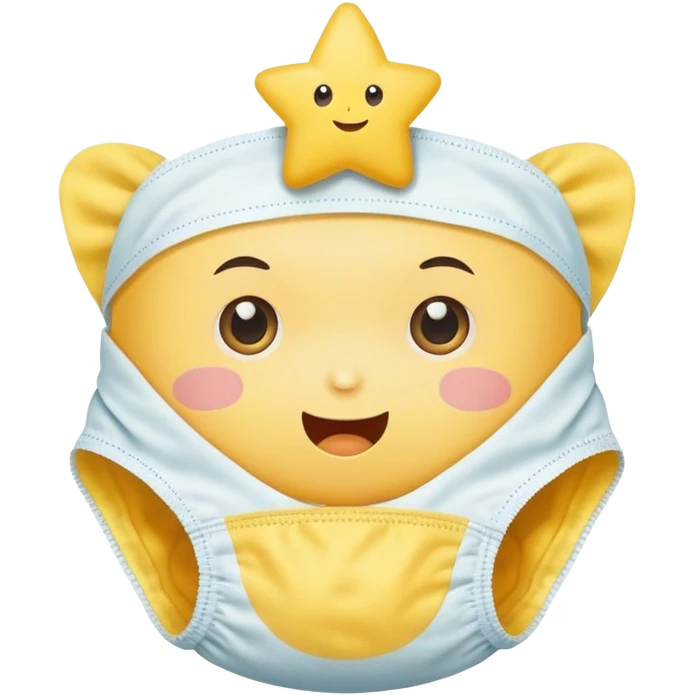 star with a face, and a baby diaper  emoji