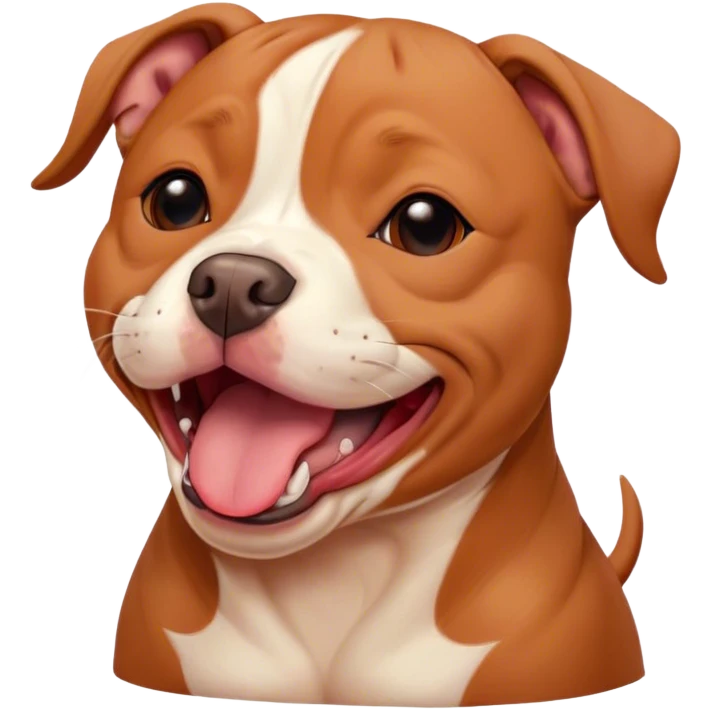 Cinematic Cute Yawning Red/Fawn Staffordshire Bull Terrier Portrait Emoji, Head tilted slightly with a dramatic, wide-open yawn, showcasing a smooth red/fawn Fur with crisp white accents, floppy ears slightly drooping, round dark eyes barely open in drowsy contentment, Simplified yet irresistibly adorable features, highly detailed, glowing with a soft, cozy glow, high shine, relaxed yet expressive, stylized with a touch of whimsy, bright and endearing, soft glowing outline, capturing the essence of a sleepy yet affectionate guardian, so drowsy it feels like it could stretch right out of the screen and curl up for a nap! emoji