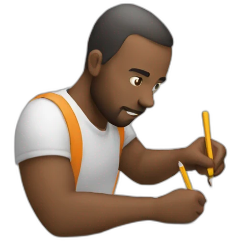 man writing review emoji