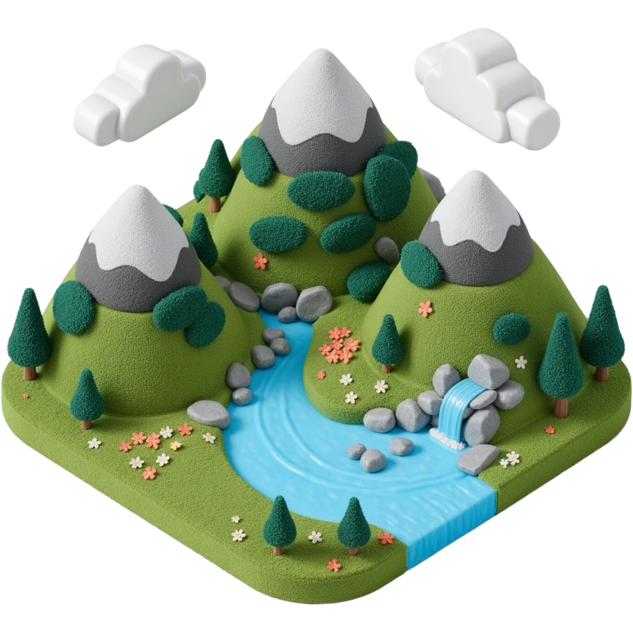 mountains with river flowing and sub emoji