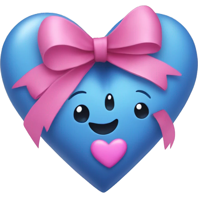 A blue heart with a pink bow emoji