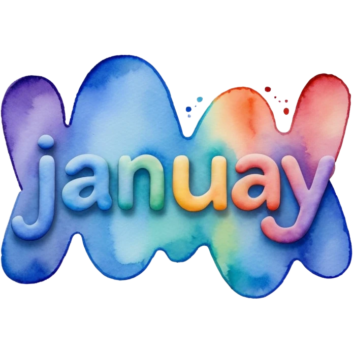 Realistic, watercolor, month January title  emoji