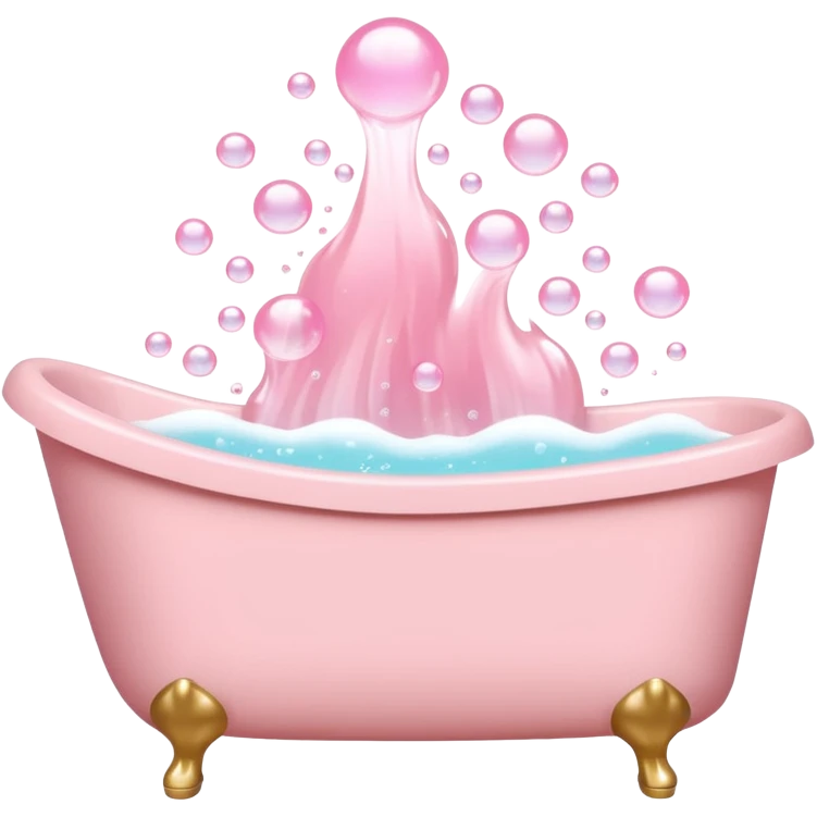 A light pink bathtub filled with light pink bubbles. Light pink bubbles rise upward above it. emoji