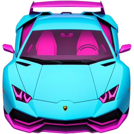 neon Lamborghini with cyber punk emoji