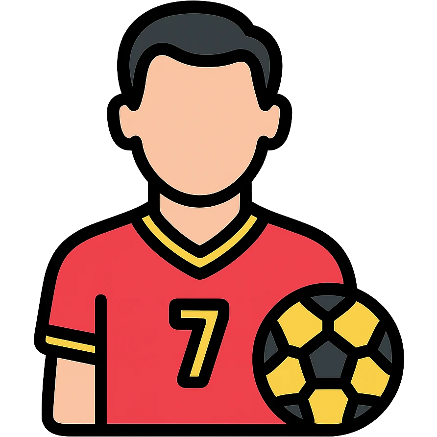 color outline icon of a soccer player with short dark hair, inspired by Cristiano Ronaldo emoji