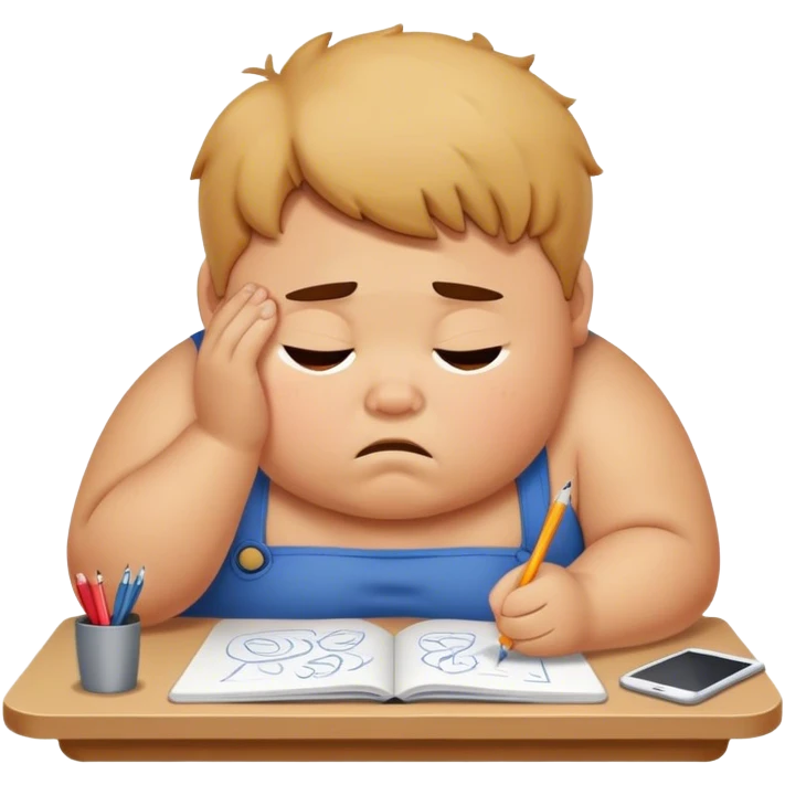 Fat boy doodle stress hard work  emoji