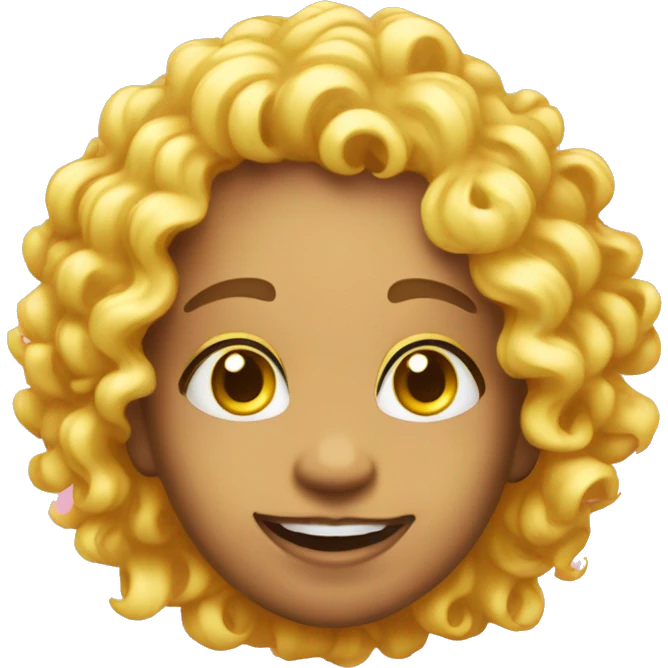 yellow with light pink eyes and curly temp fade and braces emoji