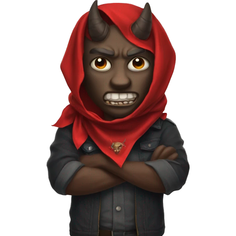 Demon holding red bandanna emoji