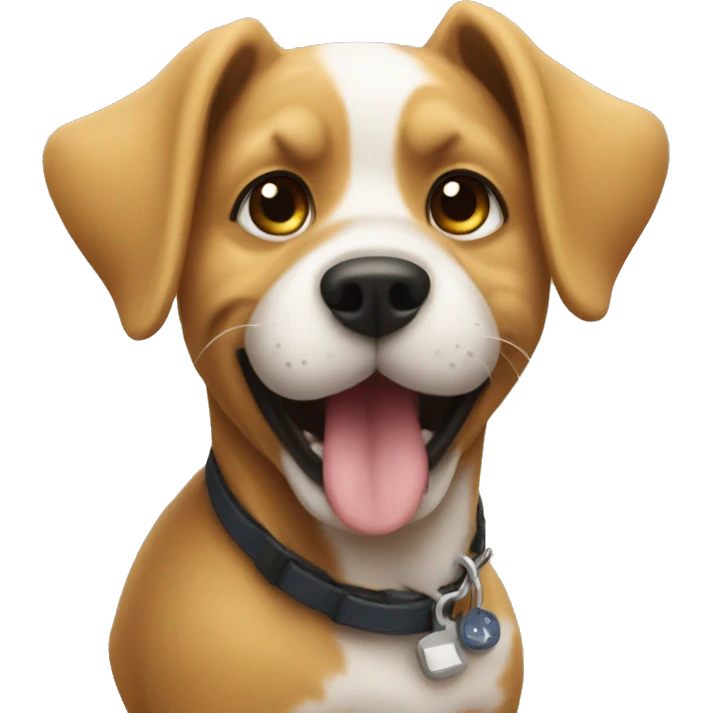 A dog playing with my uss emoji