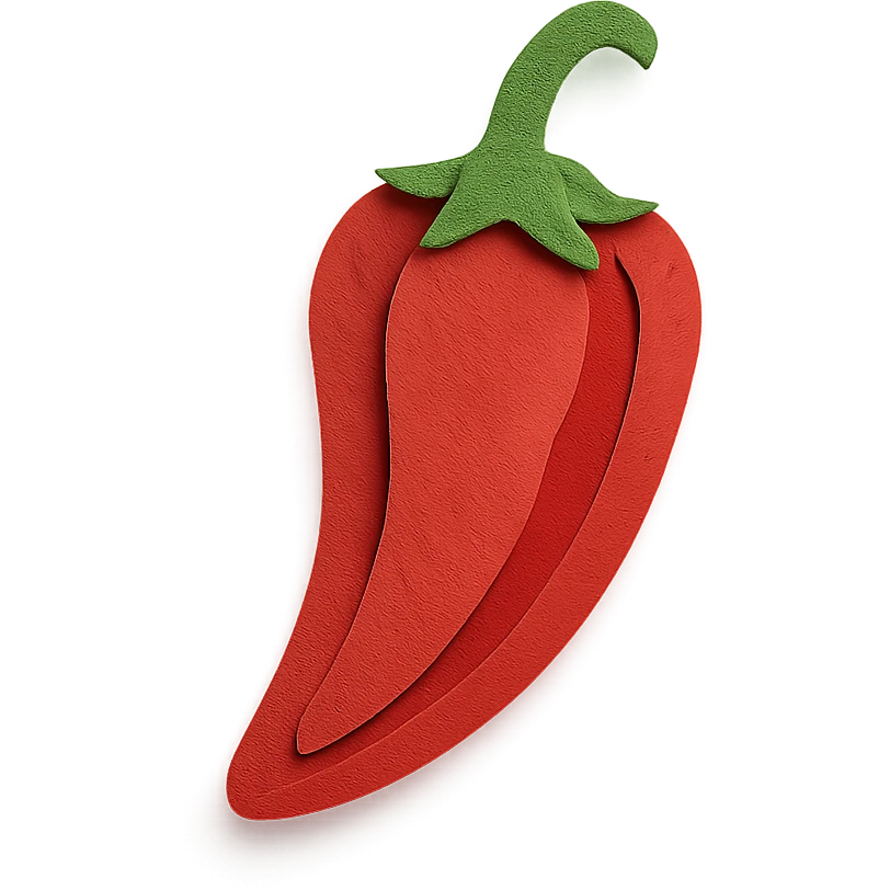 paper craft style red pepper with layered cutout look emoji