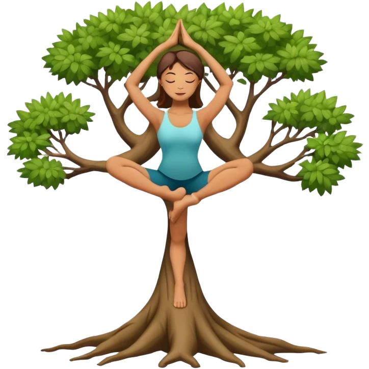 A serene woman in Tree Pose (Vrksasana) emoji