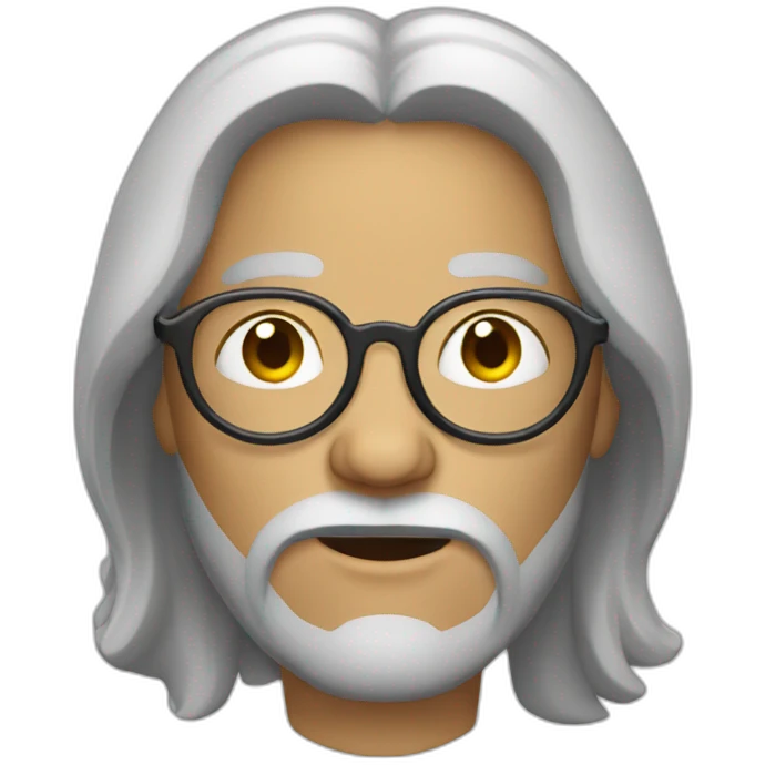 Jesus with round eye glasses with receding gray hair  emoji