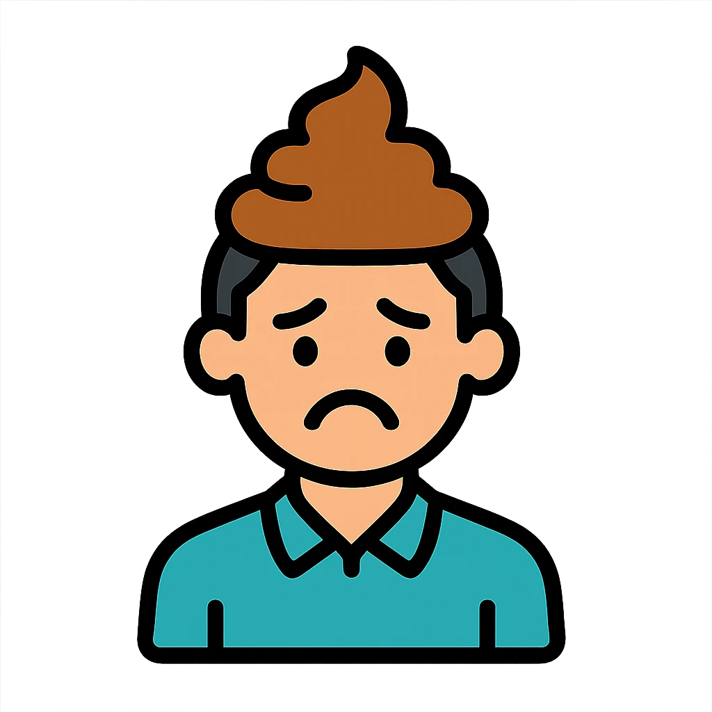cartoon icon of a man with poop on his head emoji
