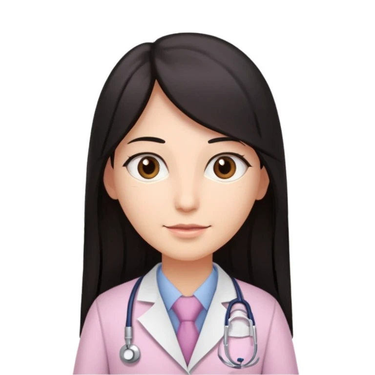 gastroenterologist with dark long straight hair and brown eyes, light pink theme, variation 4 emoji
