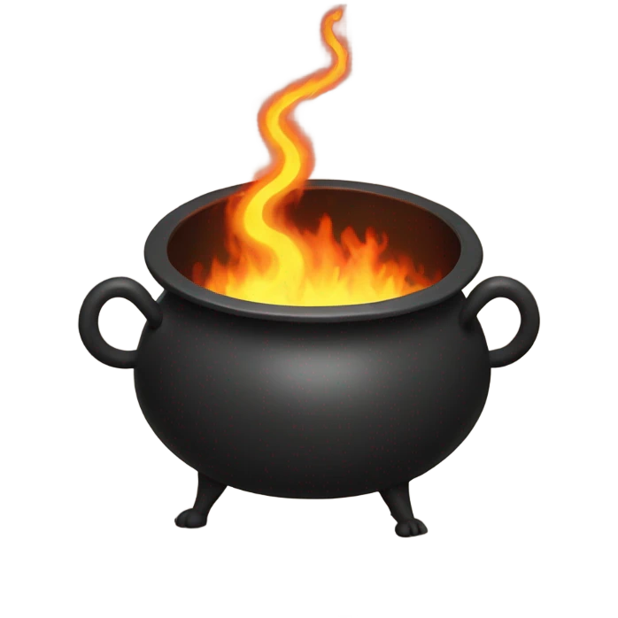 Cauldron with a fire snake that is inside emoji