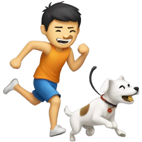 Chinese guy chasing a dog  emoji