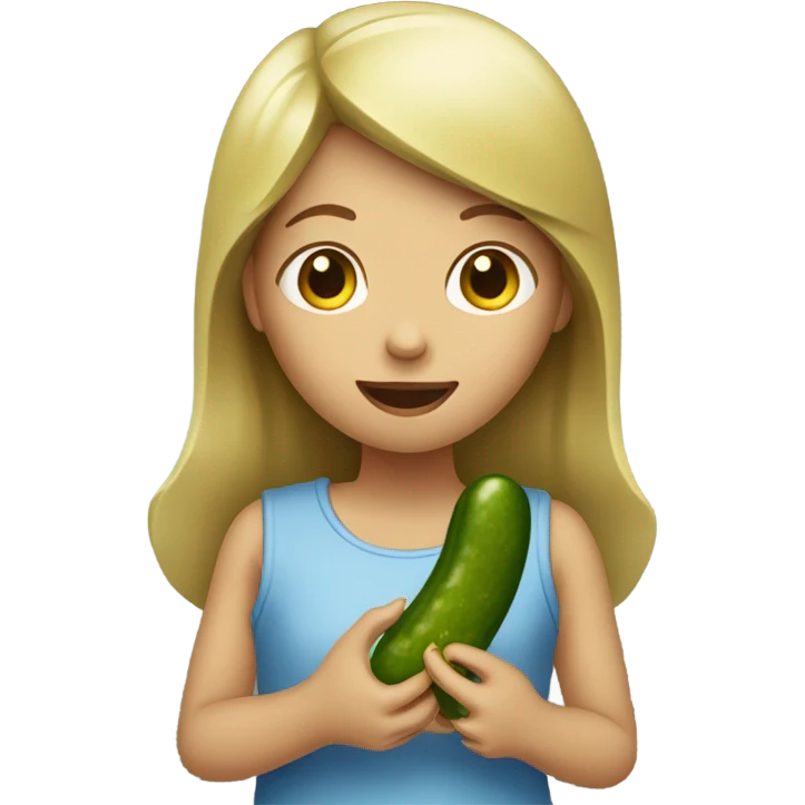 Girl eating a pickle emoji