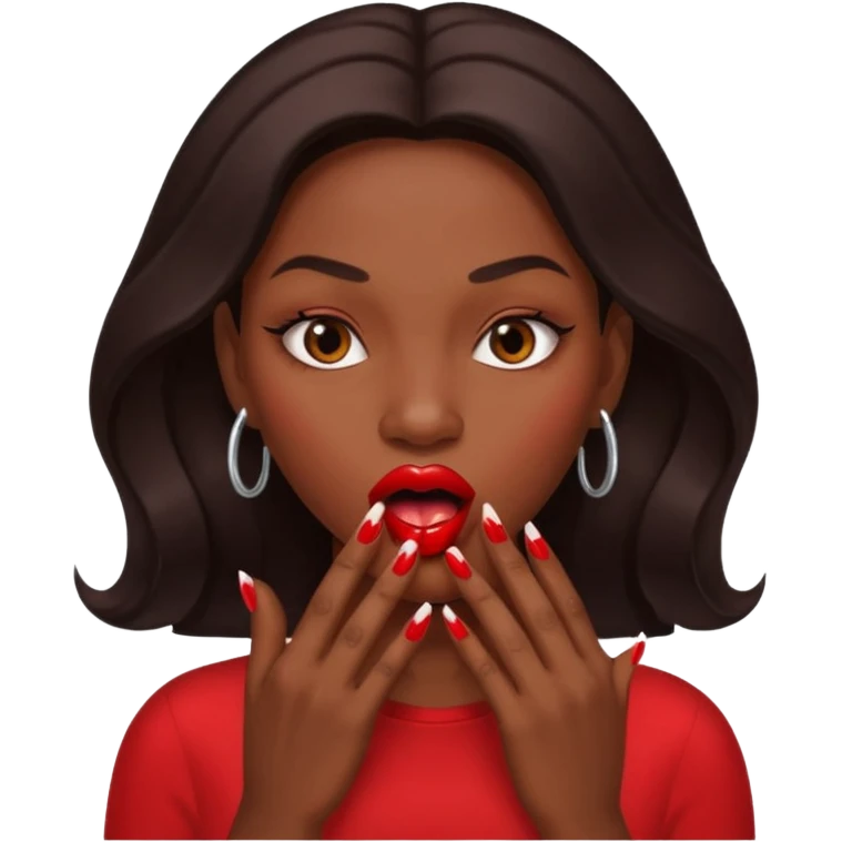 Big lips long nails bestie circle head biting her 1 nail emoji