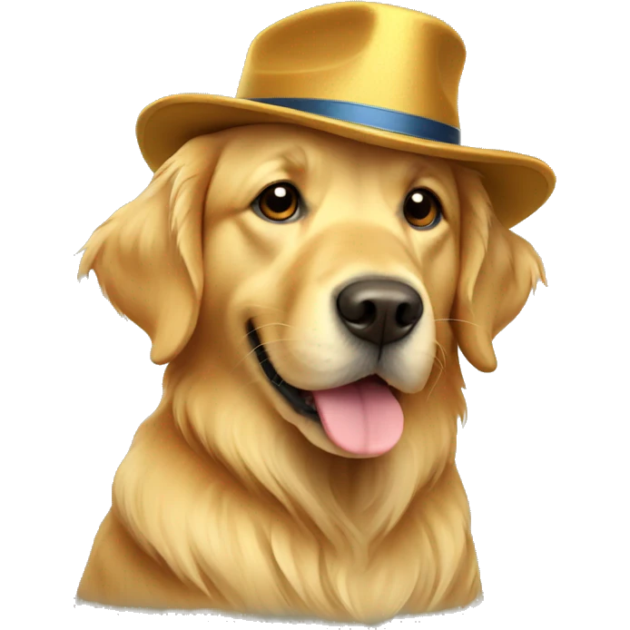 Golden retriever with hat emoji