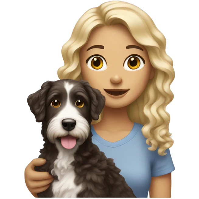 Brunette with blonde streaks and an  aussie doodle emoji